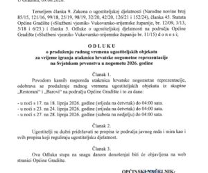 Obavijest o radnom vremenu ugostiteljskih objekata za vrijeme održavanja SP u nogometu